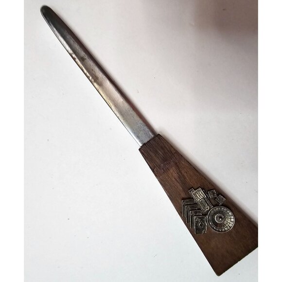 Wooden Handle Letter Opener With Gambling Motif Retro Vintage Distressed - Picture 8 of 8